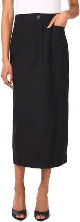 Vince Camuto Patch Pocket Midi Skirt in Rich Black at Nordstrom, Size 6