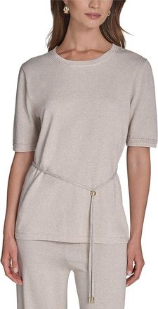 Halston Heritage Belted Short Sleeve Sweater