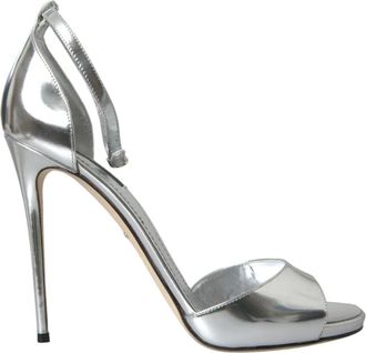 Dolce & Gabbana Keira Hakken Sandalen - Dames - Sandalen met hakken - Grijs - 40 EU - Leer - Schoenen
