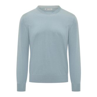 Brunello Cucinelli Brunello Cucinelli, Round-neck Knitwear, male, Blue, Size: 2XL Crewneck Sweater