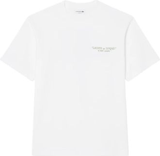 Lacoste Geborduurde dikke katoenen T-shirt - Heren - T-shirts - Wit - L - Katoen - Tops