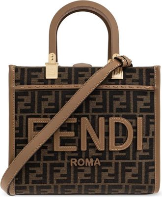 Fendi Tote Bags, female, Brown, Size: ONE SIZE Sunshine Small Shopper Bag