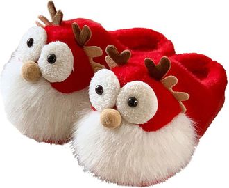 Generic UK 4 Christmas Slippers for Women UK Lightweight Casual House Shoes Slip on House Slippers Plush Bedroom Shoes Breathable Ladies Mule Slipper Fluffy W