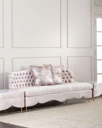 Haute House Home Valentina Sofa, 83 and Two Marble Cocktail Ottomans