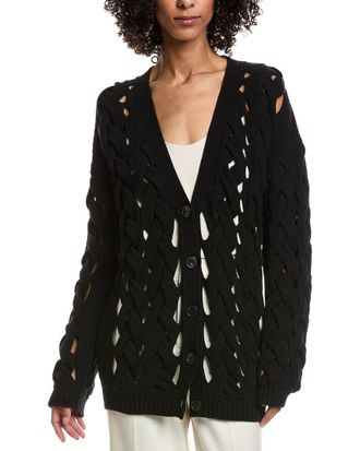 Valentino Open Cable Knit Wool & Angora-Blend Cardigan