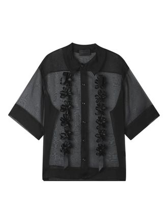 Simone Rocha Camicia con applicazione a fiori - Nero