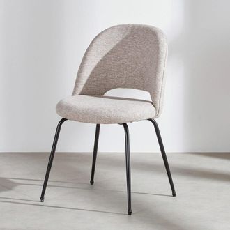 Maisons du monde Silla de tela beige y acero negro
