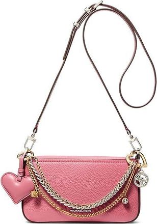 Michael Kors Bryant Small Convertible Crossbody Pouchette Cross Body Womens Handbags Rosewood : SM, Chain/Leather/Polyester