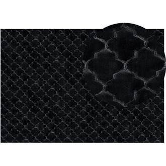 Beliani Faux Fur Rug GHARO Black 160 x 230 cm