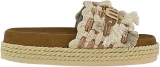 Mou Franje Monoband Touw Sandaal - Dames - Sandalen - Bruin - 40 EU - Su&egrave;de - Schoenen