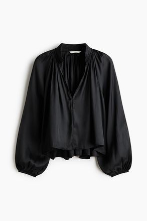 H&M Oversized V-neck blouse - Schwarz
