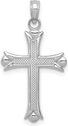 Diamond2Deal 14K White Gold Fleur De Lis Cross Pendant