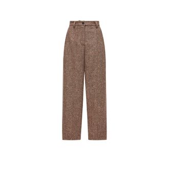 Moncler Moncler Straight-leg Wool Pants, Women, Brown, Size: 40