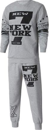 Generic Mens Track Suits 2 Pieces, New York Printed Crew Neck Sweatshirts, Mens Jogging Suits, Sport Sets Elasticated Waist Track Pants Athletic Workout Track