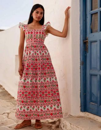 PINK CITY PRINTS Lucia Dress In Printsrose Folk