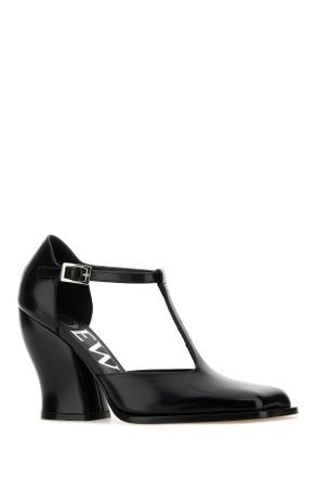 Loewe Womens Black Leather T-Bar Pumps Scarpe Con Tacco