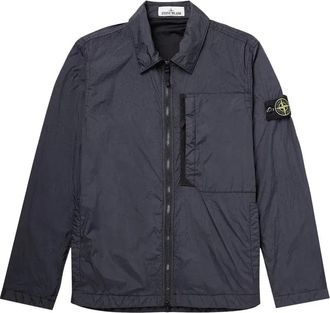 Stone Island Compass Patch Collared Zip Up Jacket Navy 791510723-V0020