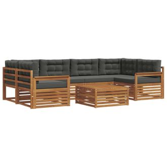 vidaXL Conjunto De Sof&aacute;s De Exterior 7 Uds. Natural Y Antracita Vidaxl