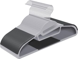 OEM Paquete De 20 Perchas De Pl&aacute;stico Con Apertura En Forma De U, Antideslizantes Y Que Ahorran Espacio. Grosor: 0,5 Cm. Ancho: 41,5 Cm. Gancho Giratorio 