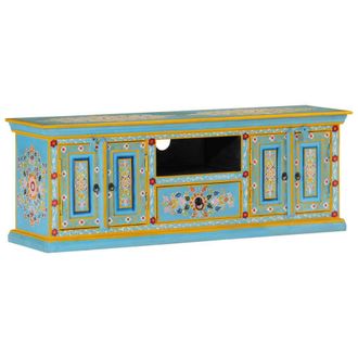 Berkfield Home TV Cabinet Blue 110x30x40 cm Solid Wood Mango | Size: 110 x 30 x 40 cm