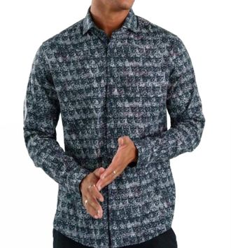 Stone Rose Nova - Skulls Long Sleeve Shirt In Dark Blue
