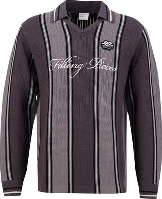 Filling Pieces Gebreid Voetbalshirt - Heren - V-hals truien - Grijs - S - Wol - Truien & Vesten