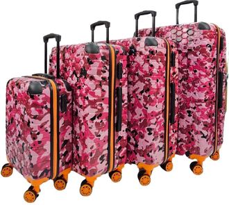 Infinity Leather Unisex Hardshell Pink Robust 8 Wheel ABS Luggage Suitcase Set - One Size