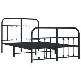 Berkfield Home Metal Bed Frame with Headboard & Footboard Black 120x200 cm | Size: Small Double