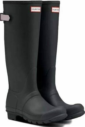 Hunter Womens Original Back Adjustable Rain Boots In Grey