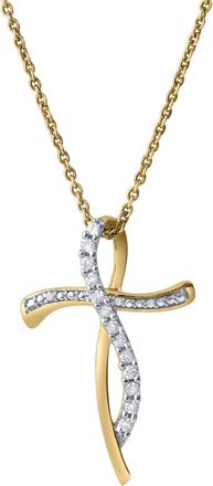 LuvMyJewelry Elarith Curve 0.15 Cts Natural Diamond 14K Gold Pendant