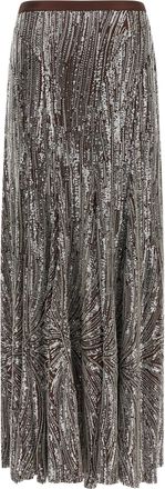 Paco Rabanne Sequin and Pearl Embroidered Skirt - Brown