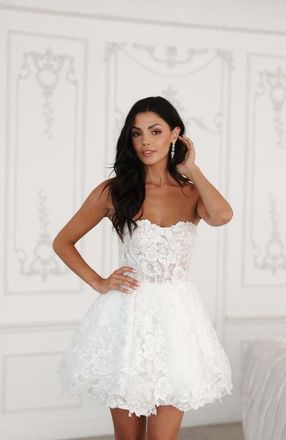 Untamed Petals Jacqueline Mini Dress in Ivory at Nordstrom, Size 22