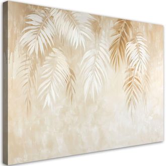 Artgeist Artgeist - Quadro su tela, Foglie di palma tropicale beige stile boho - 120x80
