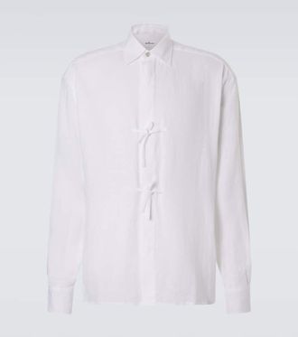Kiton Dorian bow-detail linen shirt