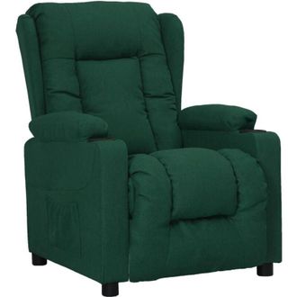vidaXL vidaXL Poltrona Reclinabile in Tessuto Verde Scuro