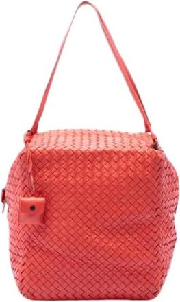 Bottega Veneta Pre-owned Woven Nappa Shoulder Bag - Dames - Vintage Schoudertas - Oranje - ONE Size - Leer - Vintage