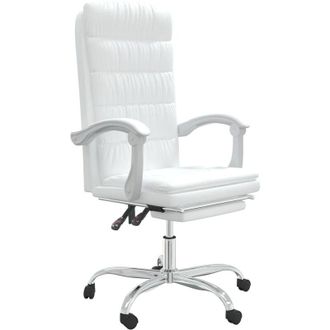 vidaXL Silla De Oficina Reclinable Cuero Sint&eacute;tico Blanco Vidaxl