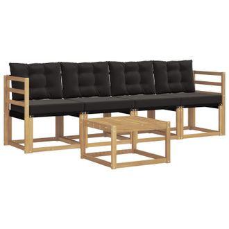 vidaXL Conjunto De Sof&aacute;s De Exterior Con Coj&iacute;n 5 Pcs Blanco Y Negro Vidaxl