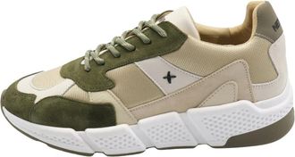 Newlab Beige/Khaki Sneaker in appelskin polyester - Heren - Sneakers - Wit - 44 EU - Polyester - Schoenen