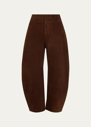 Aexae Suede Barrel-Leg Pants