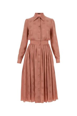 Dolce & Gabbana Antiqued Pink Silk Shirt Dress