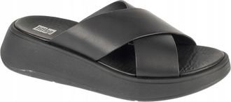 FitFlop Dames/Dames F-Mode Leren Flatform Sliders (Zwart)