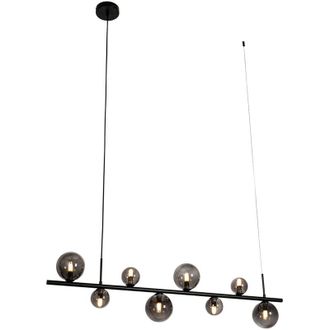 QAZQA Lampada a sospensione tavolo soggiorno monaco - Design - Acciaio - Grigio/Nero - Oblungo Max. 8 x Watt