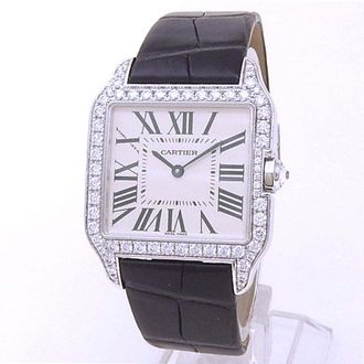 Cartier Pre-owned Cartier Santos Dumont Diamond Silver Dial Ladies Watch WH100251