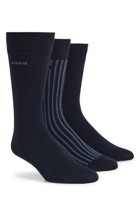 BOSS 3-Pack Cotton Blend Dress Socks in Navy at Nordstrom Rack
