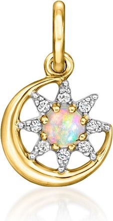 RS Pure by Ross-Simons Opal Celestial Charm With Diamonds in 14kt Yellow Gold