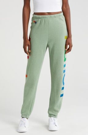 Aviator Nation Rainbow Logo Sweatpants in Sage at Nordstrom, Size Medium