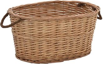 vidaXL Cesta per Legna con Maniglie 56x40x28 cm Salice Naturale - Vidaxl