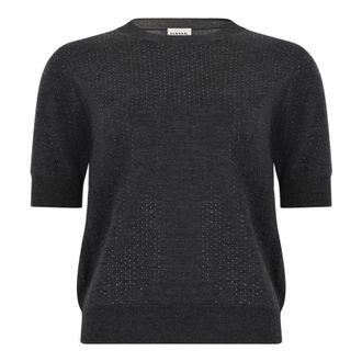 P.A.R.O.S.H. Maglioncino Girocollo Manica Corta con Strass - - Knitwear - Donna - Grigio - XS