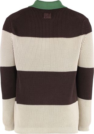 Fendi Mens Knitted Cotton Polo Shirt Brown T-shirts And Polos